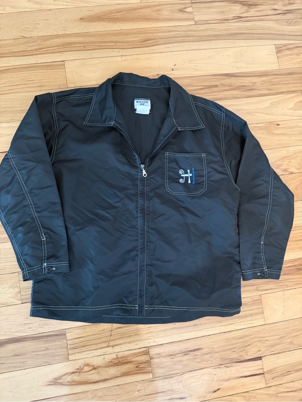 Vintage 90s House Of Blues By Roots Black Nylon Zip Up Jacket Size S